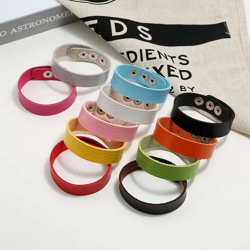 Korean Fashion Adjustable PU Leather Bracelets for Men Women Candy Color Bangles Student\'s Small Gifts Hand Accessories Jewelry