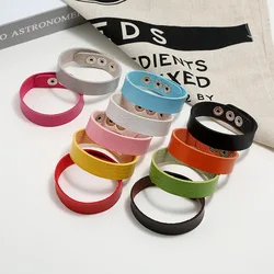 Korean Fashion Adjustable PU Leather Bracelets for Men Women Candy Color Bangles Student's Small Gifts Hand Accessories Jewelry