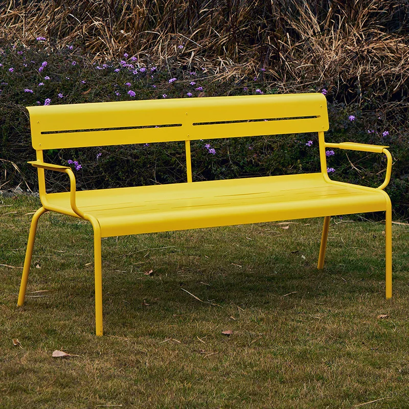 HYS outdoor beach chair aluminum alloy leisure bench bed and breakfast courtyard garden outdoor bench back stool