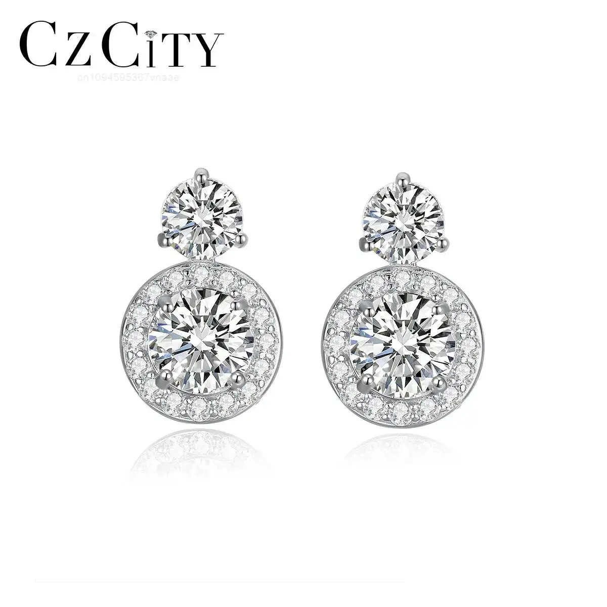 CZCITY Earing Moissanite Wedding 925 Stud Silver Diamond Jewelry New Geometric Luxury Earring Woman