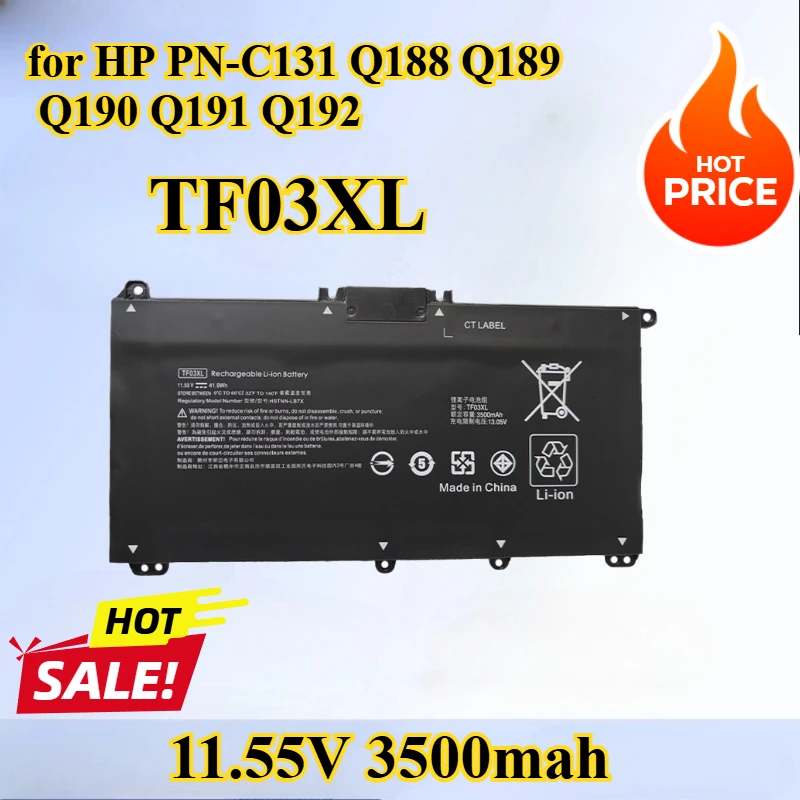 

TF03XL 920070-855 920046-421 Battery for HP PN-C131 Q188 Q189 Q190 Q191 Q192 Laptop Battery