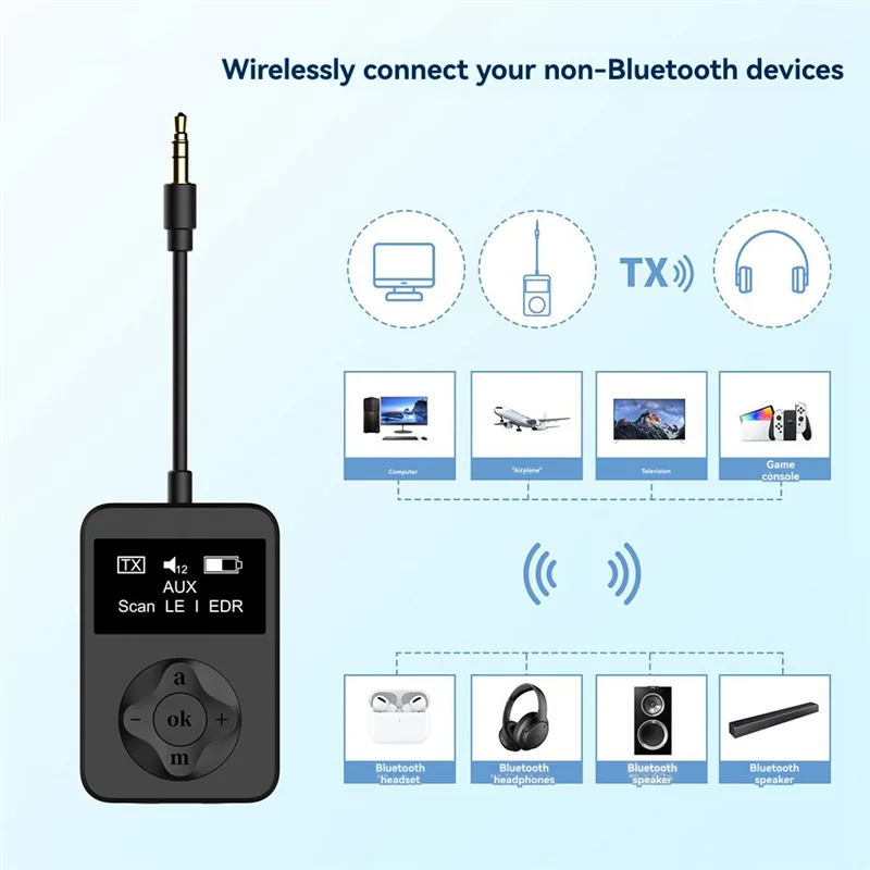 FFYY-Aptxlossless Auracast LC3 Bluetooth 5.4 Adapter nadajnika audio do słuchawek TV z Aptx Lossless do muzyki do gier