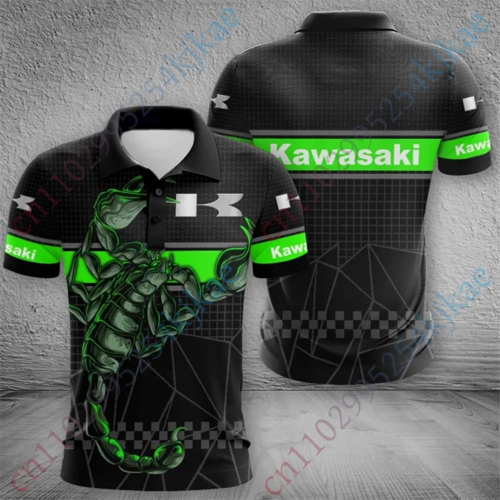 

New Kawasaki Polo Shirts Anime Short Sleeve T Shirt For Men Clothing Top Harajuku Shirts And Blouses Casual Golf Wear Tee