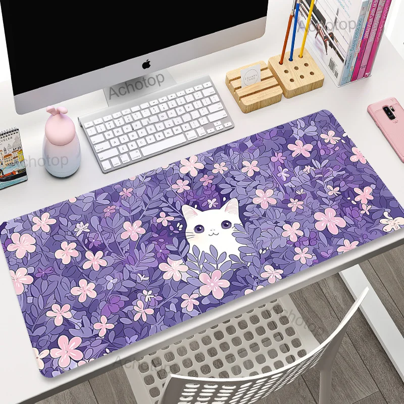 

Hot Large Mouse Pad Cute Dog Cat Lock Edge Black Mouse Mat XXL Soft Mouse Mat Non-slip Rubber Table Mats Keyboard Pads