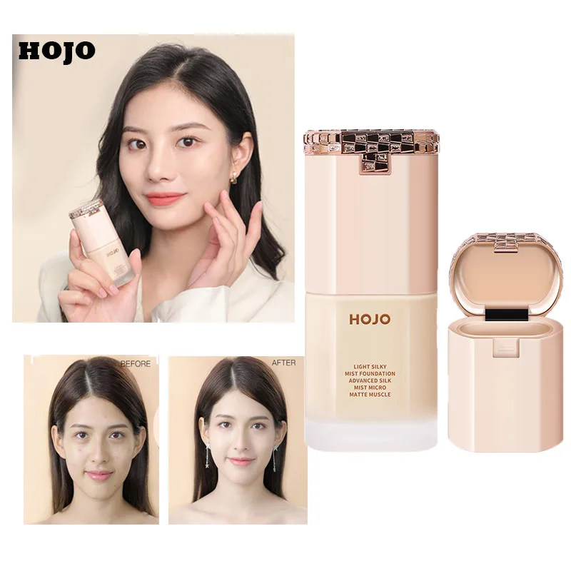 HOJO 2 In 1 Base Face Liquid Mist Foundation Cream Full Coverage Concealer Oil-control Silly Smooth Longlsting Makeups Cosmetics