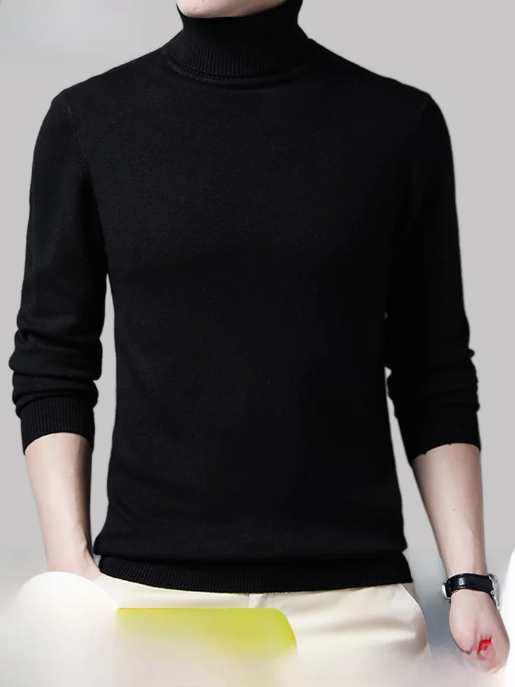 Eordos الرجال الصوف الخالص متماسكة عالية الياقة طويلة Sve رداء علوي غير رسمي منتصف الشباب الكبار ارتداء Busin عادية Sle الشتاء Thiened