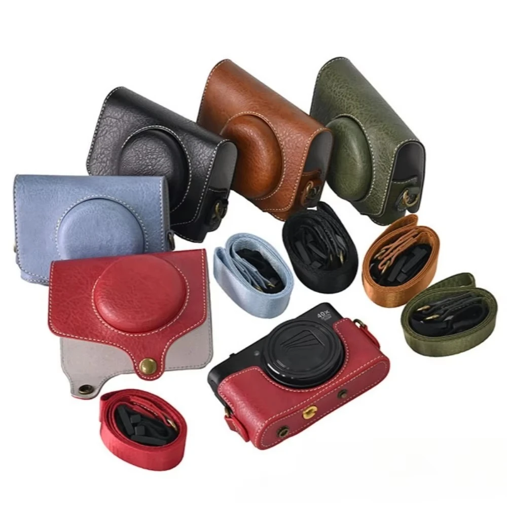 Camera Leather Bag for Canon SX740 SX740hs SX720 SX730 Retro PU Cover Shockproof Storage Carrying Case Bag Skin Shoulder Strap