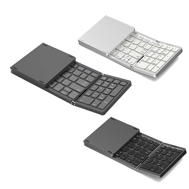 Foldable Bluetooth Keyboard, USB Rechargeable Wireless Keyboard For IOS, Android, Windows PC Laptop Smartphone