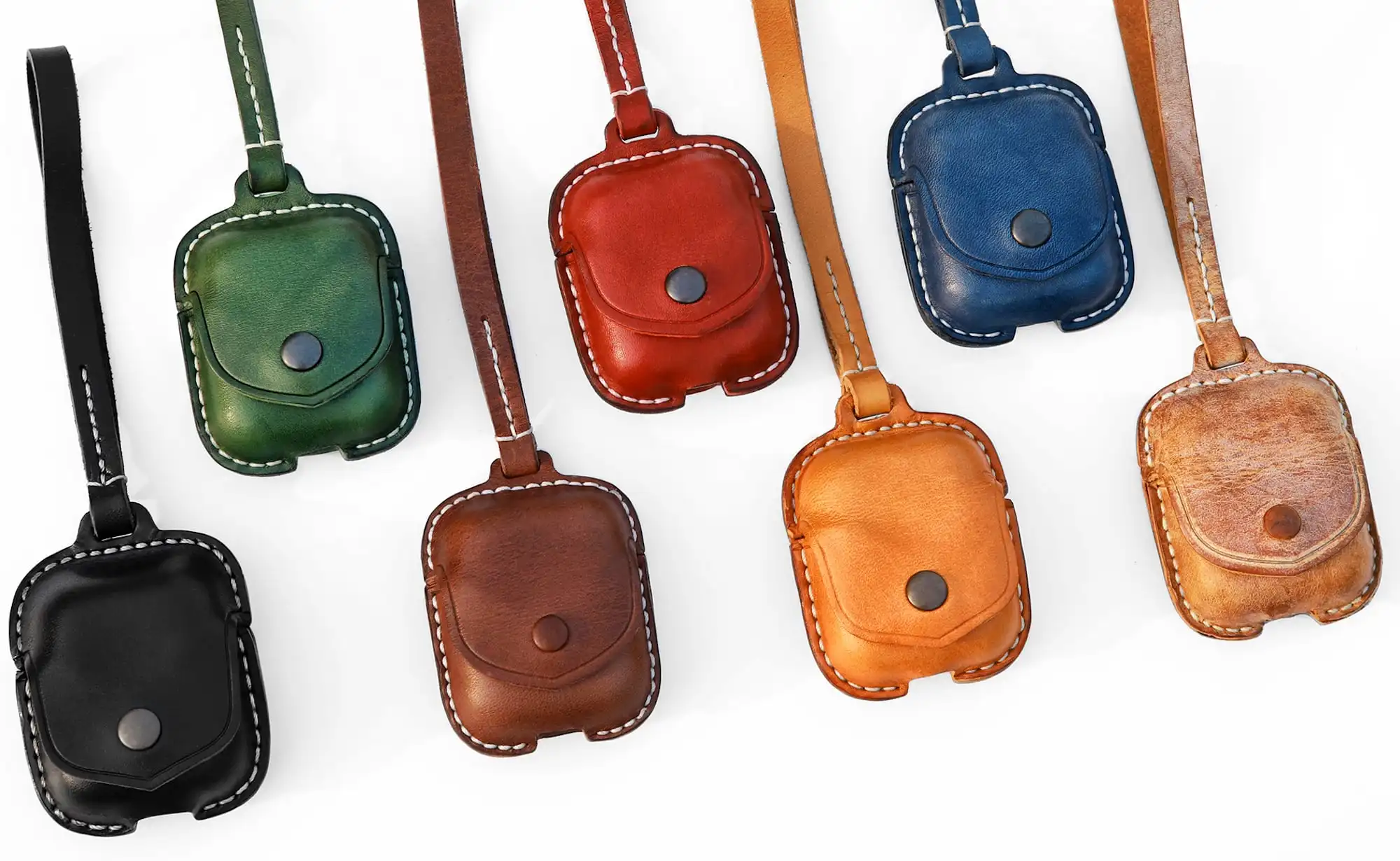 

Cowhide leather Bluetooth wireless earphone case suitable for Apple AirPods case, charging box with a lanyard