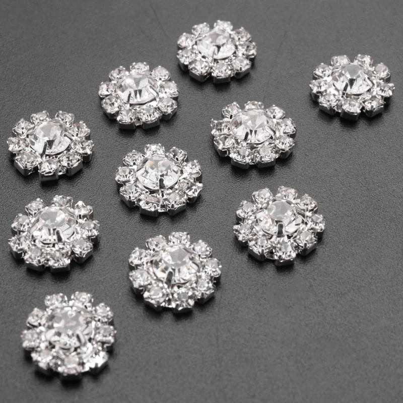 Crystal Rhinestone Button Flat Back Decoration DIY 15Mm 20 Pcs Clear