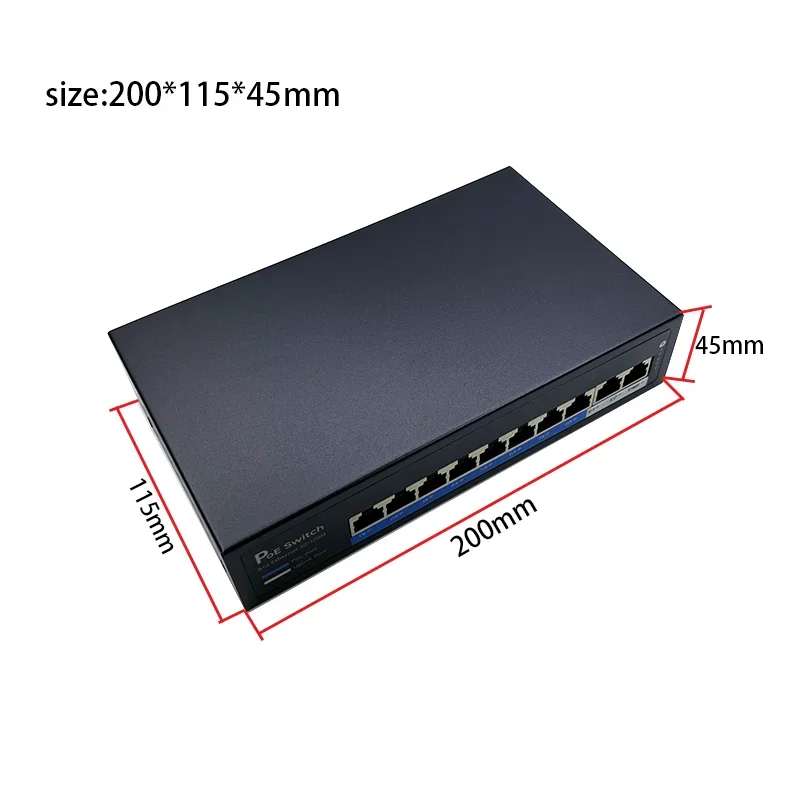 Anddear Passieve 10 Poort Poe Switch 48V 4/5 + 7/8-Ethernet 10/100Mbps Switch Poe 8 Port Power Voor Cctv Camera Ip Camera 'S