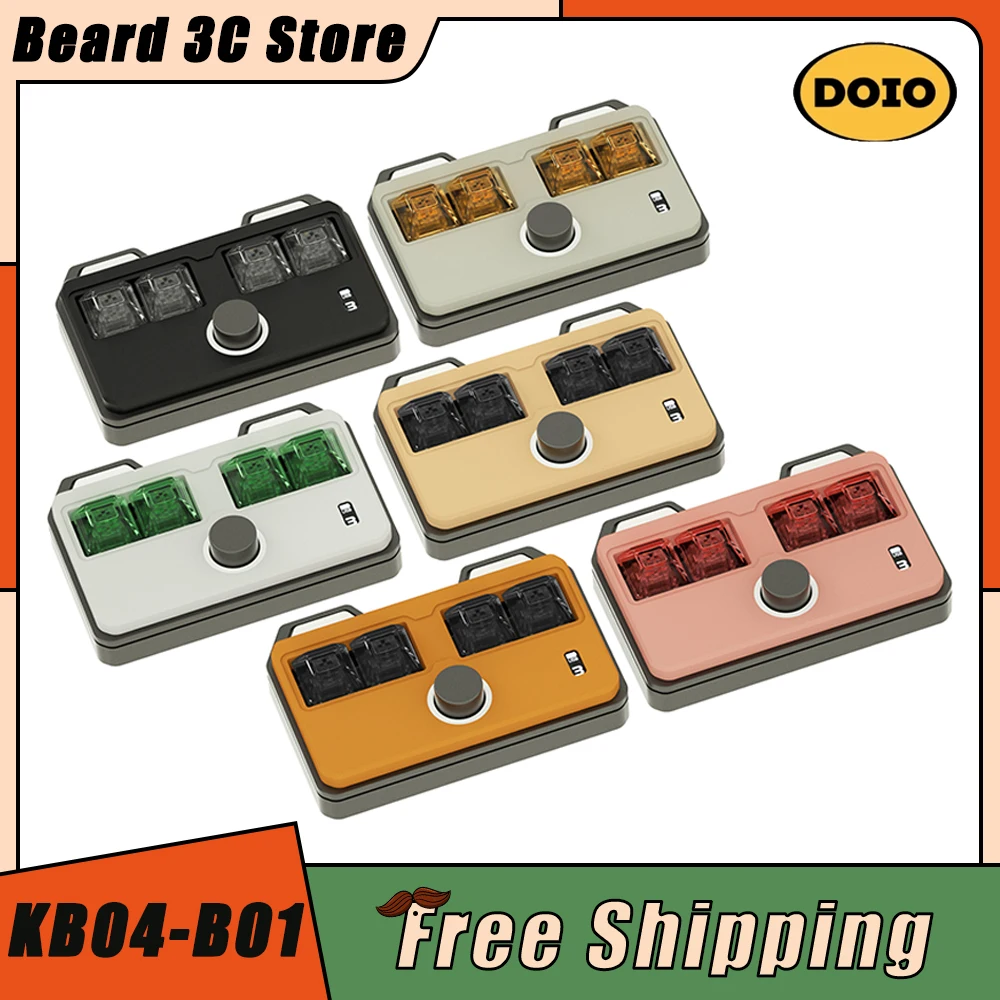 

DOIO KB04-B01 Mechanical Keyboard Multifunctional Knob Support VIA QMK Dual Mode RGB Aluminum Designer Keyboard Hot Swap Offices