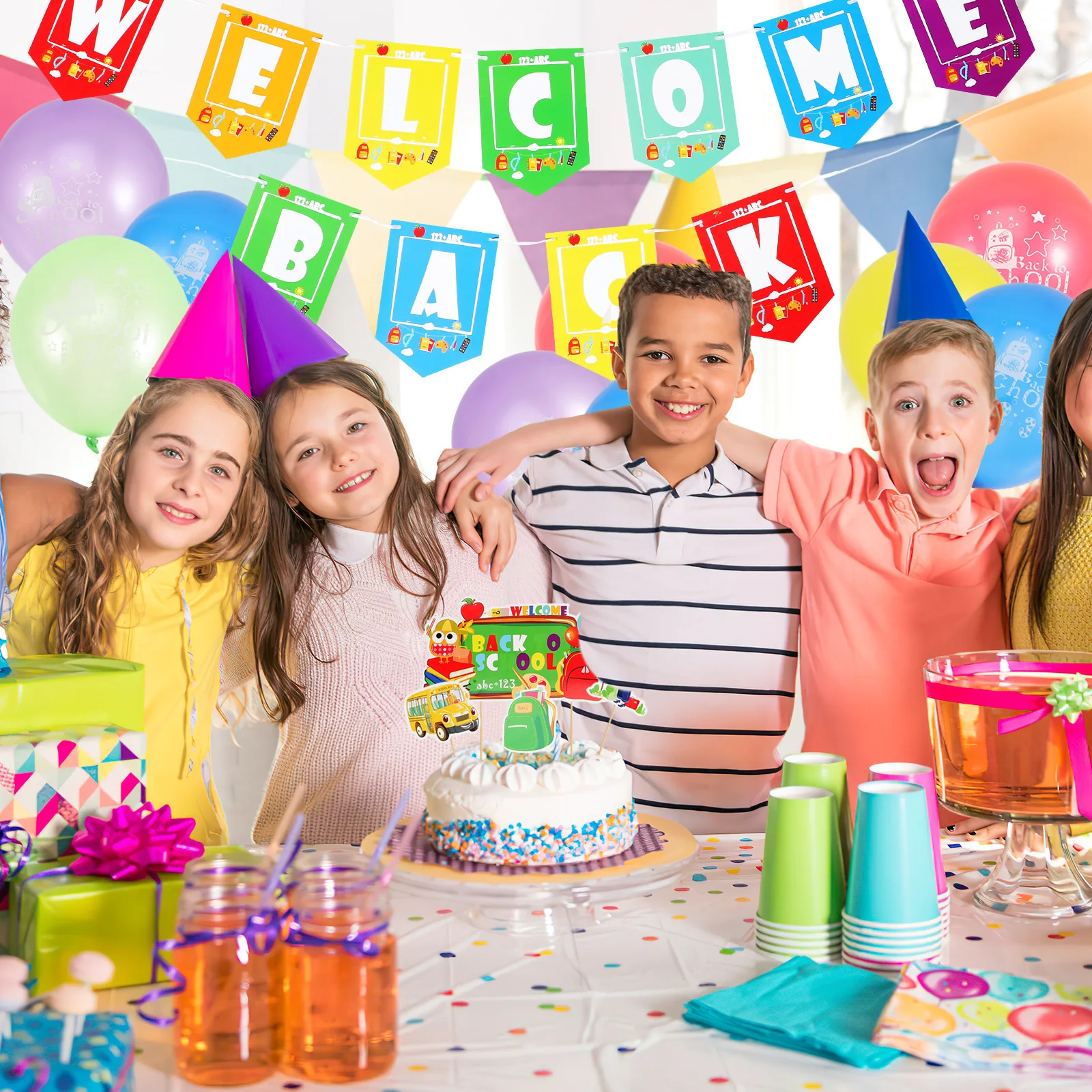 

Back to School Season Balloon Set First Day of Decorations Ornaments Balloons Banner Back-to-school