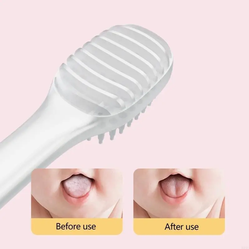 

E06F Double Sided Baby Toothbrush Soft Silicone Deciduous Teeth Tongue Coating Cleaner Toddler Care Cleaning