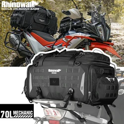 Rhinowalk Motorcycle Touring Seat Bag 50L-70L Adjustable Expansion Motor Saddle Pannier Bag Travel Luggage Riding Shoulder Pack