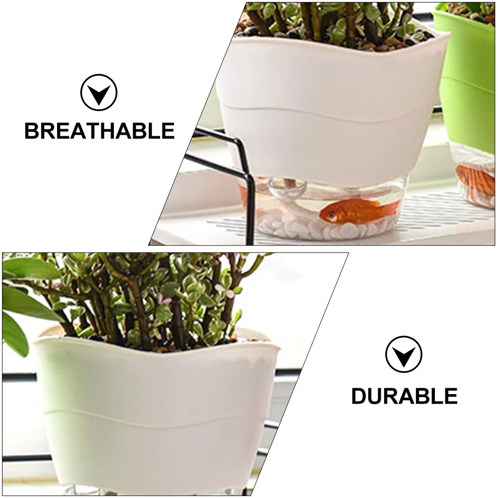 

2pcs Automatic Water-Absorbing Plastic Flowerpot Self-Watering Planter For Plants Fish Durable Environmentally Safe Simple
