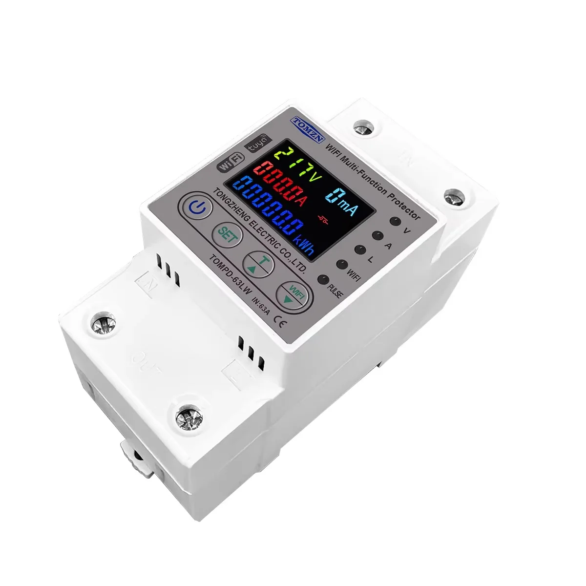 TOMZN 63A 80A WIFI Smart Energy Meter Kwh Metering Switch Timer with Voltage Current and Leakage protection TUYA Circuit Breaker