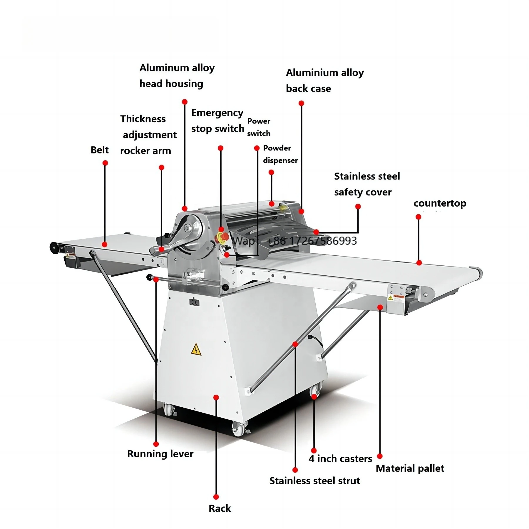 520mm Baking Equipment Pie Fondant Pastry Dough Sheeter Machine for Baklava Phyllo Industrial Stand Type Dough Sheeter