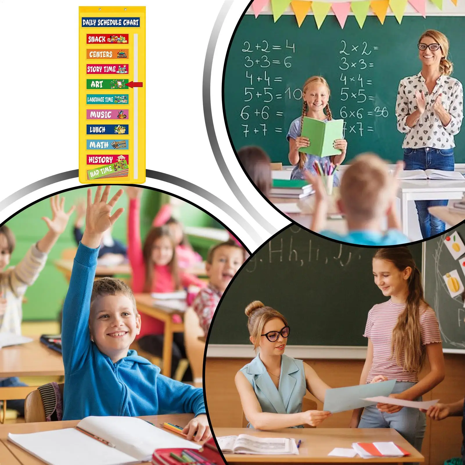毎日のスケジュールポケットチャート 朝と午後のクラススケジュール 保育園学校教室の装飾 家庭用就学前の装飾