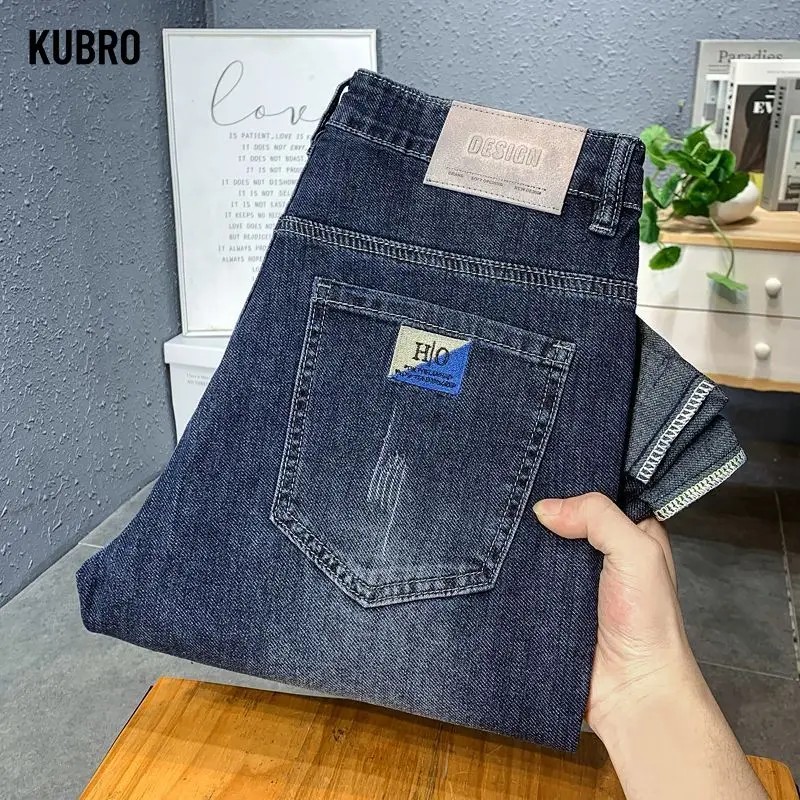 

Качественные эластичные мужские джинсы, повседневные прямые длинные брюки, четыре сезона, новый стиль, облегающие мужские брюки, удобные для отдыха