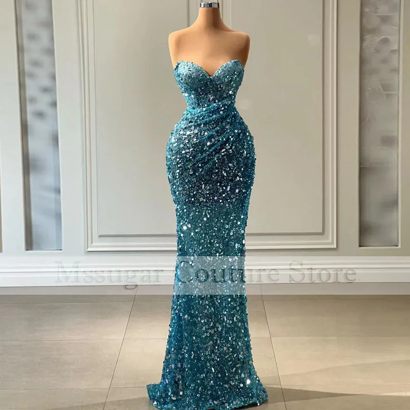 

2022 Amazing Mermaid Prom Dress Sparkly Sequin Evening Dresses Wedding Party Gowns robe de soirée de mariage