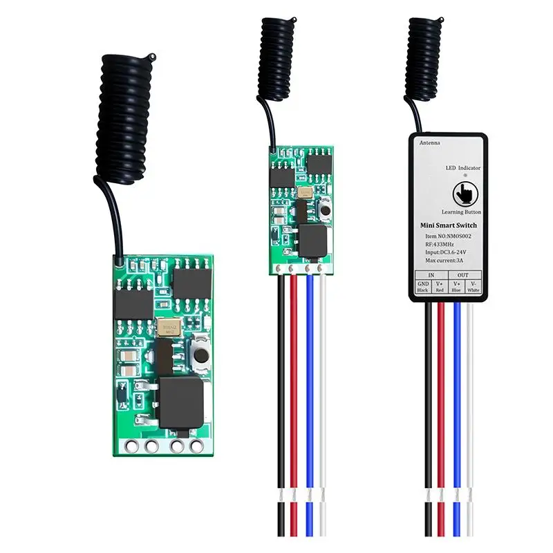 433MHz Wireless RF Remote Control Switch DC 3.6-24V Mini Relay for Student Electronic Experiment DIY Project Use