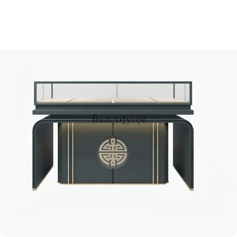 

FG28Jewelry store jewelry display cabinet jade glass Chinese gold counter jadeite exhibition hall decoration design