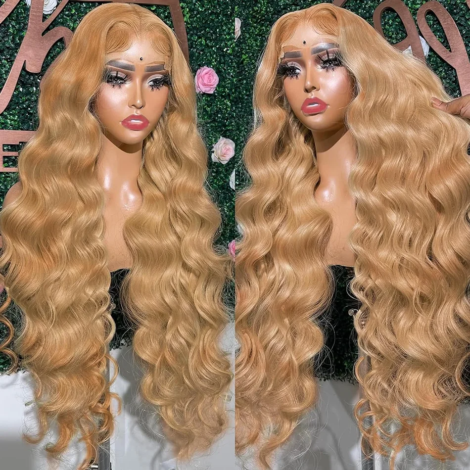 #27 Honey Blonde Body Wave 13x6 HD Lace Frontal Wig 200% Brazilian 30 Inch 27# Colored 13x4 Lace Front Wig  Human Hair For Women