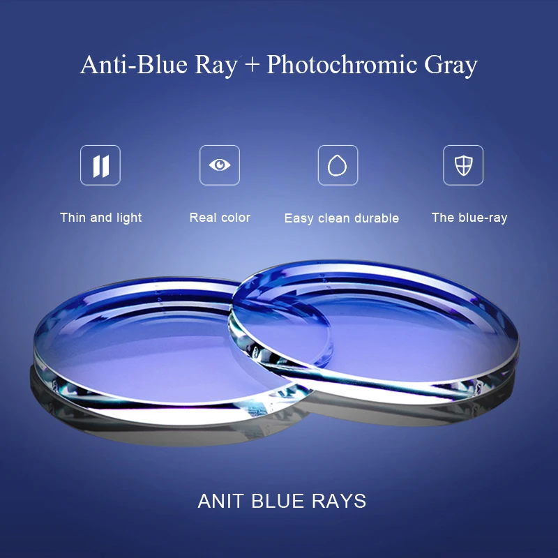 1.56 1.61 1.67 Index Progressive Prescription Anti-Blue Ray Photochromic Gray Glasses Lenses Multifocals Optical Computer Glass