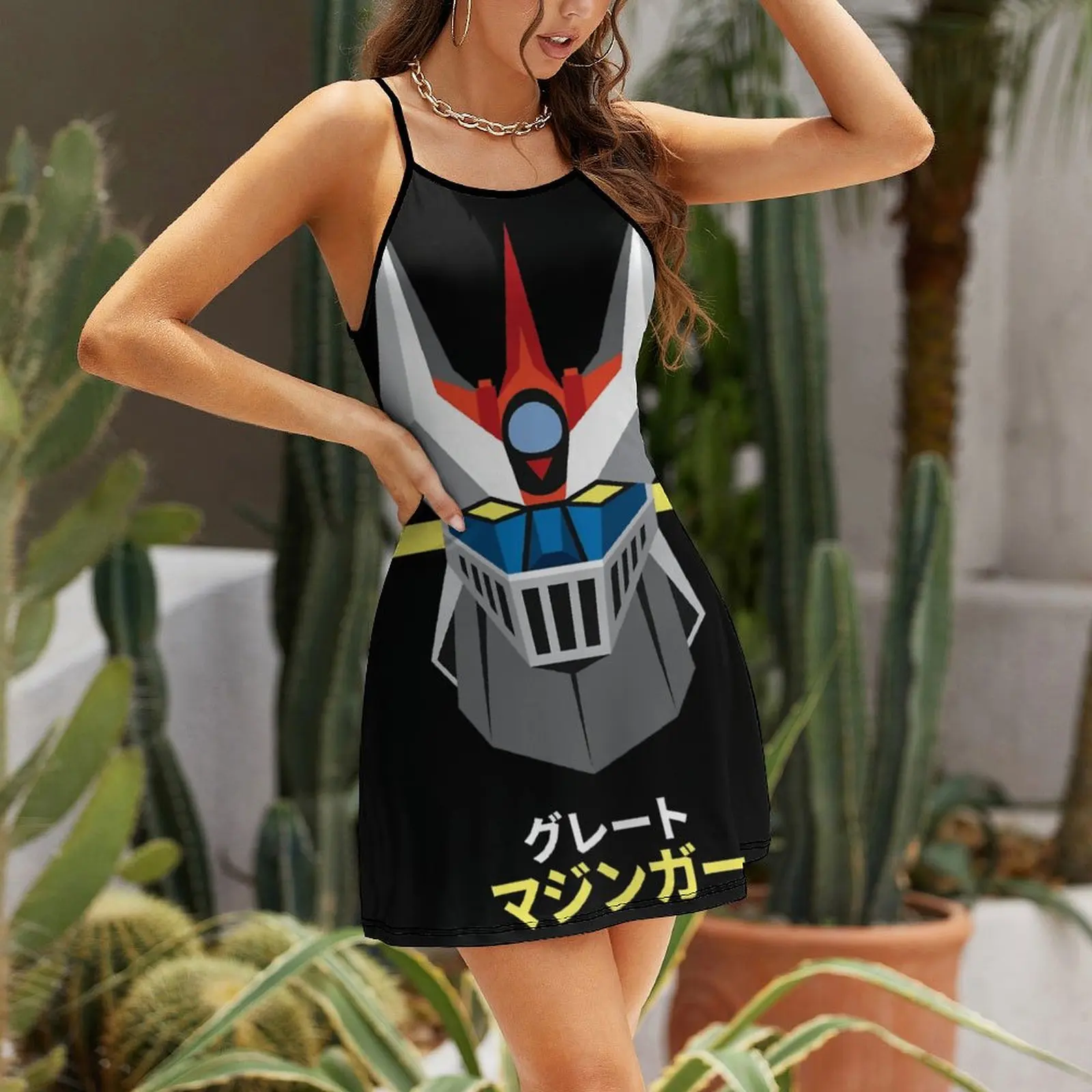 Exotic  Woman\'s Dress The Dress Mechas 02 Mazinger Z Steel Jeeg Robot Kotetsu Dark Great 8  Women\'s Sling Dress Graphic Cocktail