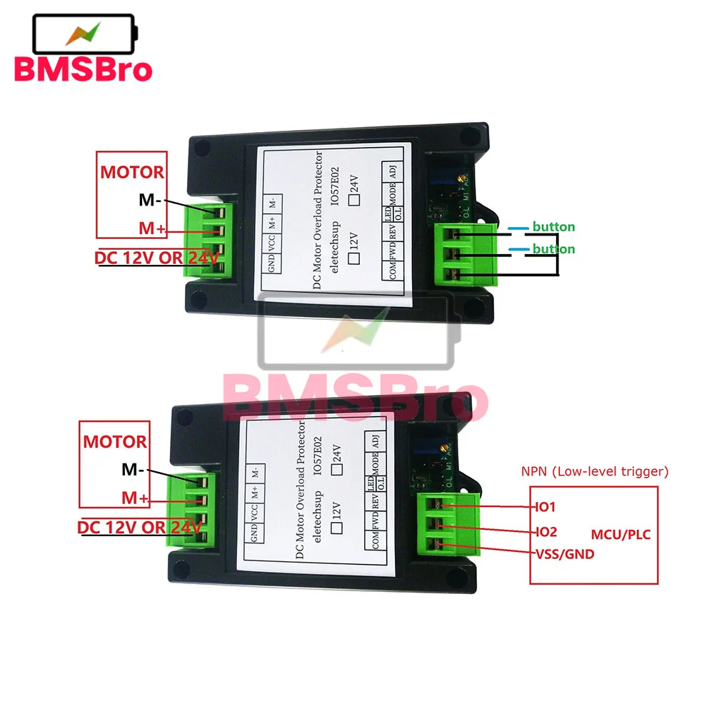 Forward Reverse Controller 10A 20A 30A DC 12V 24V Brushed Motor Overload Overcurrent Short Circuit Protector