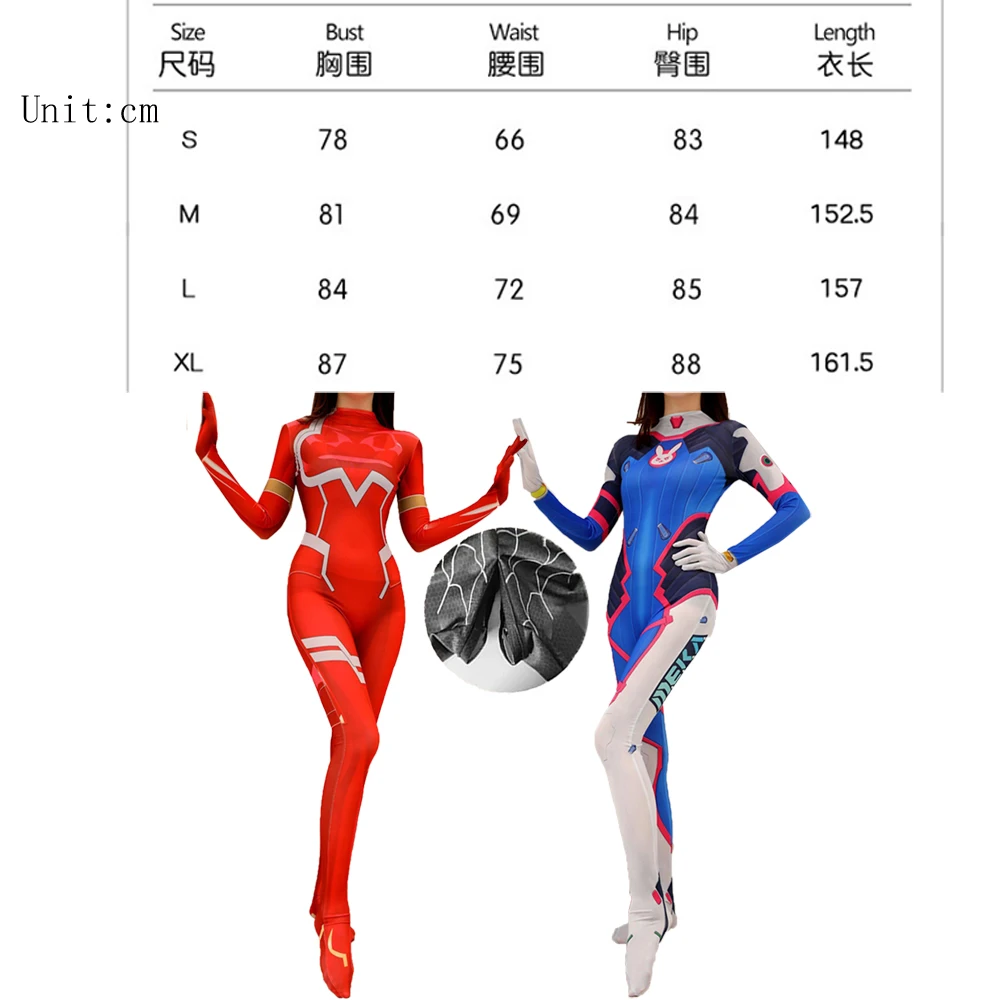 Overwatch Zentai Halloween Costume Zero Two Sexy Zentai Suit Open Crotch with Zipper Women Spandex Carnival Party Elegant Dress