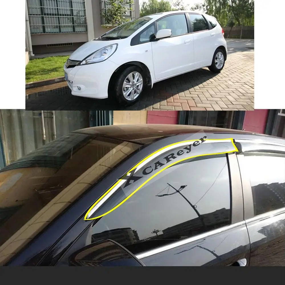 For Honda Fit Jazz Hatchback 2007 2008-2009 2010 2011 2012 2013 Car Sticker Plastic Window Glass Wind Visor Rain/Sun Guard Vent