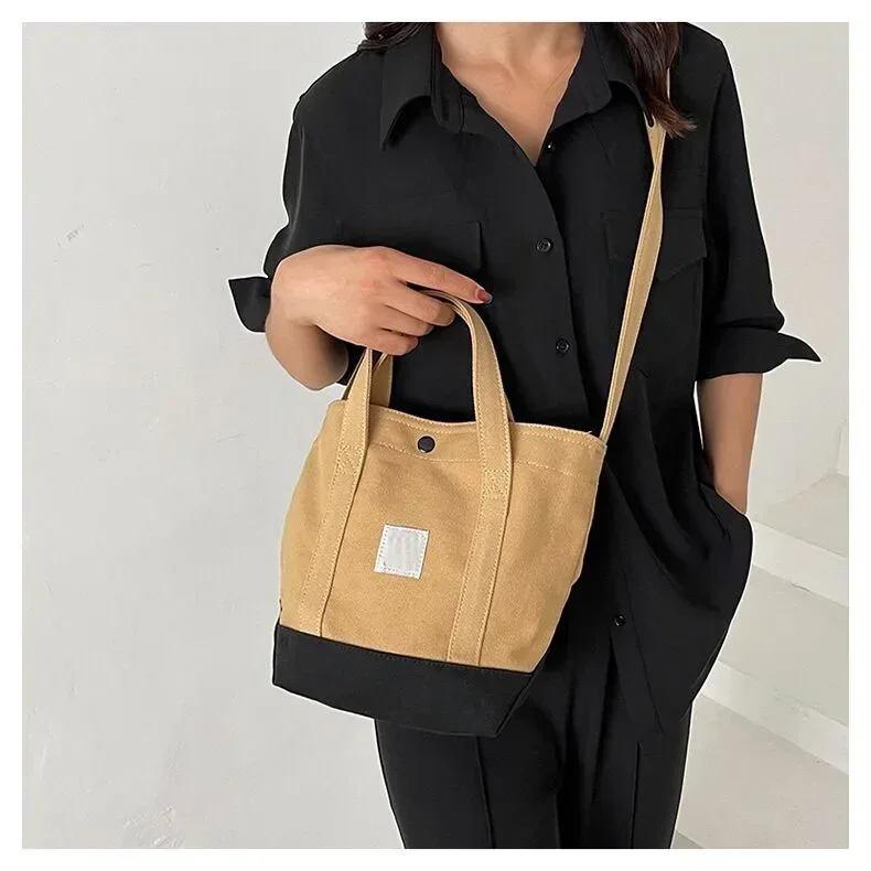 High Quality Beach Bag Popular Brands Plain Reusable Blank Canvas Tote Bag Leather Handles Fashionable Large Capacity Handbag