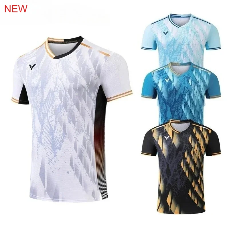 2025 جديد للنصر ملابس كرة الريشة مضرب الرياضة قصيرة الأكمام تي شيرت مريح للتنفس ماصة للعرق قمة رائعة #1