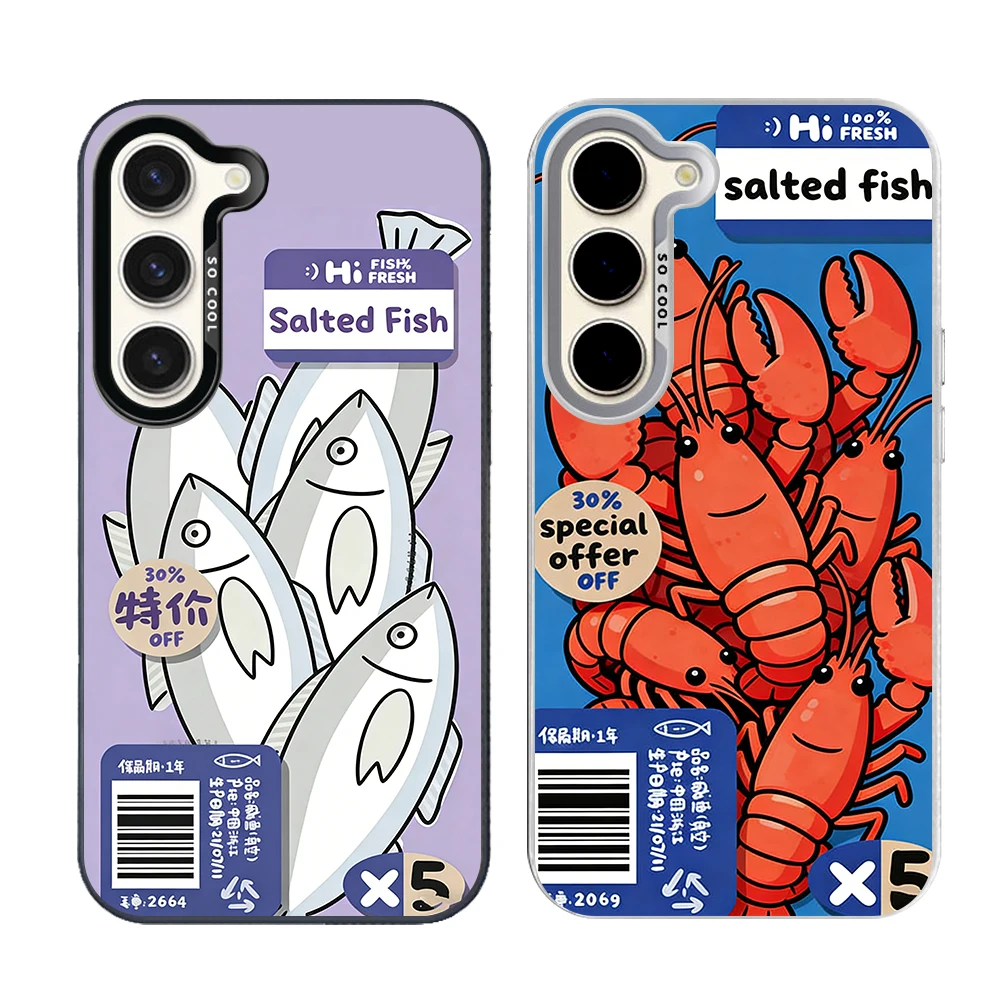 Discounted Salted Fish Silver Plated IMD Phone Case For Samsung S26 S25 S24 S23 S22 Ultra S20 S10 S21 FE 5G Plus Cover