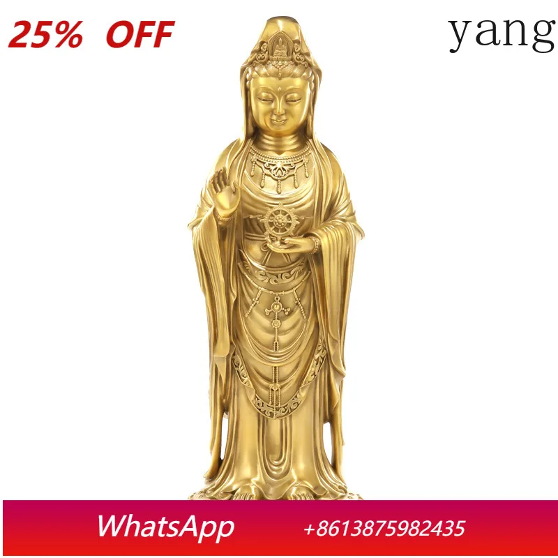 

yjq household offering brass Buddha statue ornament Nanhai Guanyin home metal ornament