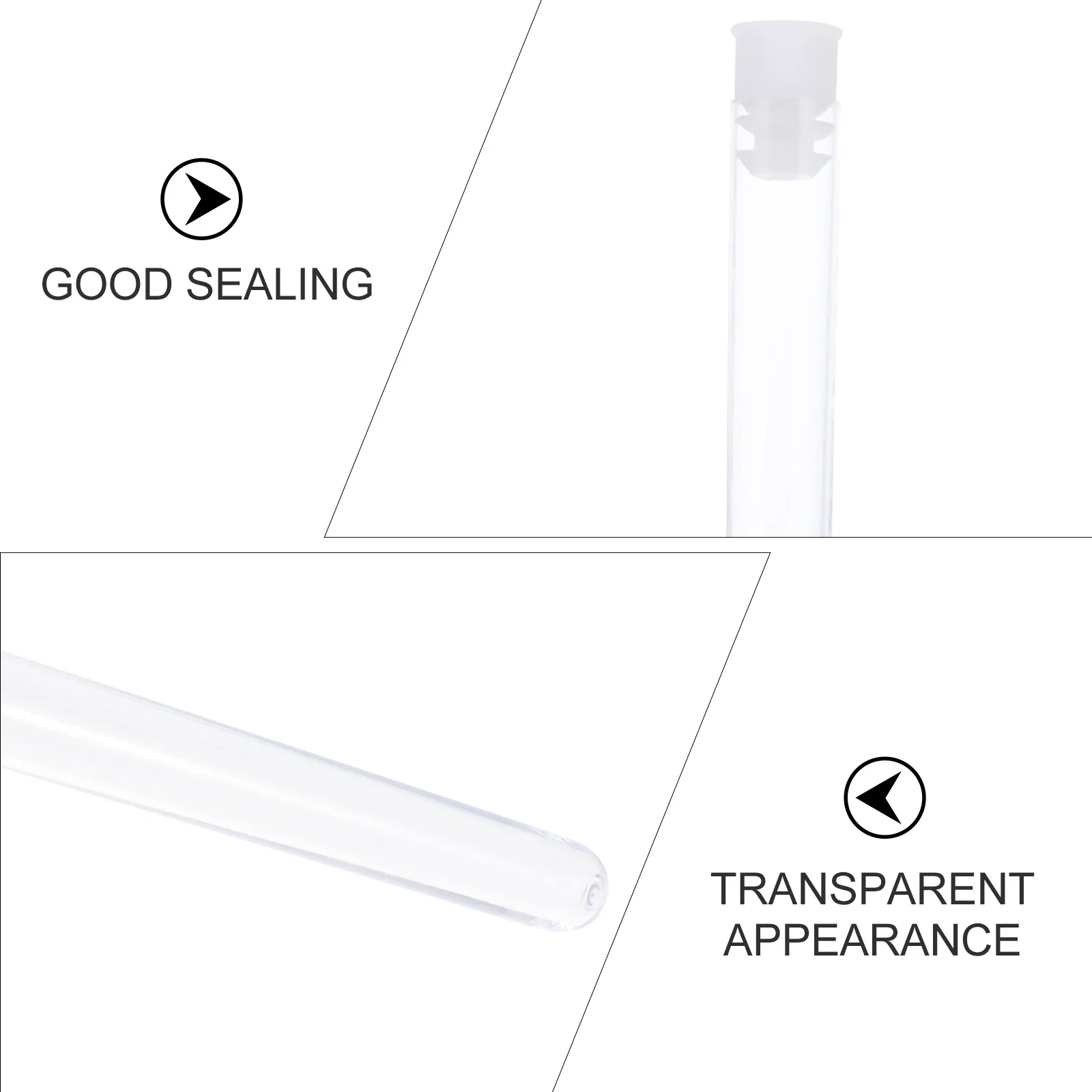 100pcs Plastic Test Tubes Transparent Bottles Centrifuge Rack Experiment Science Teaching Moisture Proof Eco Friendly