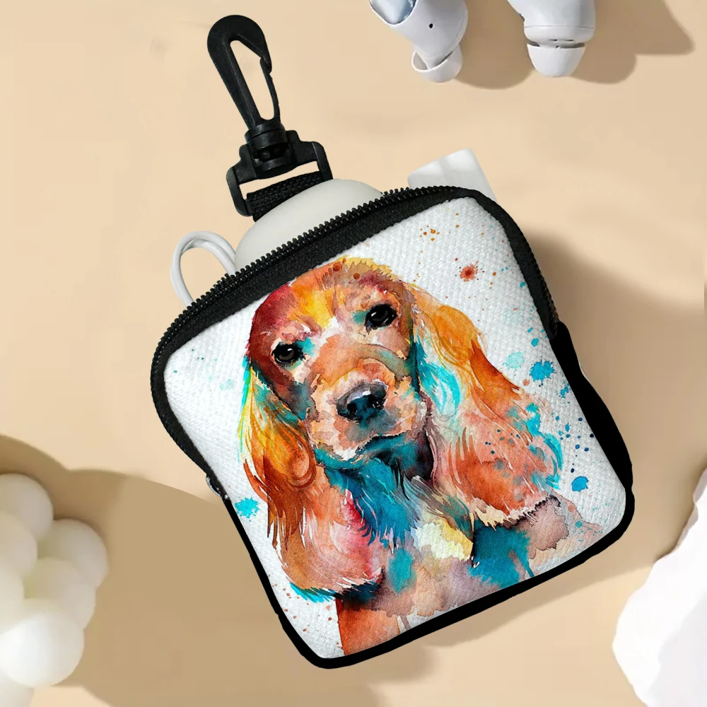 

Painted Puppy Mini Coin Purse Women's Lipstick Key Storage Bag Wallet Bluetooth Earphone Bag Money Pouch Zipper Change Bag 7.2