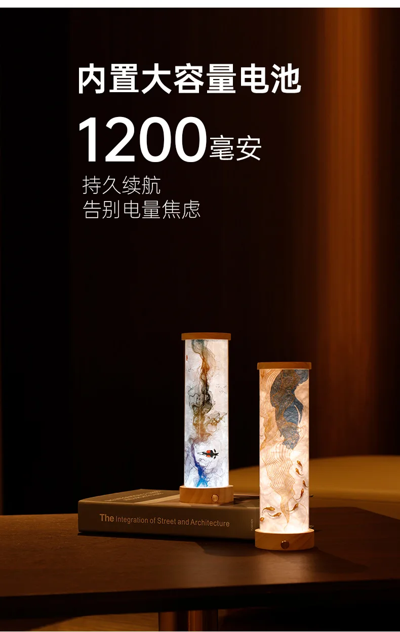 Sumi Chinese Style Creative Night Light, Bedroom Living Room Antique Decoration Solid Wood Ornament, Atmosphere Night Light, Bed