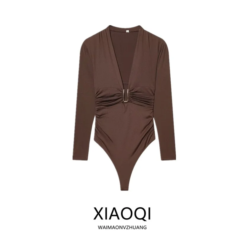 

Autumn Winter New Sle Women's Design Sense Nylon One-Piece Suiting Pleated Versatile High Waist ort Pants Commute Straight