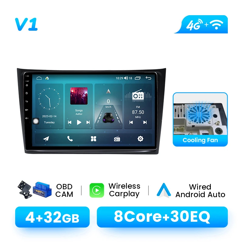 10.1 Inch Android 14 Autoradio Voor Volvo XC90 2004-2013 Draadloze CarPlay GPS IPS DSP AI Voice RDS