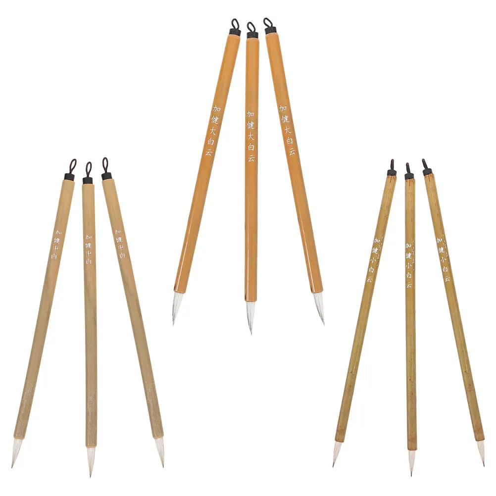 

9Pcs Chinese Calligraphy Brushes Set Bamboo Bristles Traditional Art Writing Brushes for Students Beginners Chinese Ink