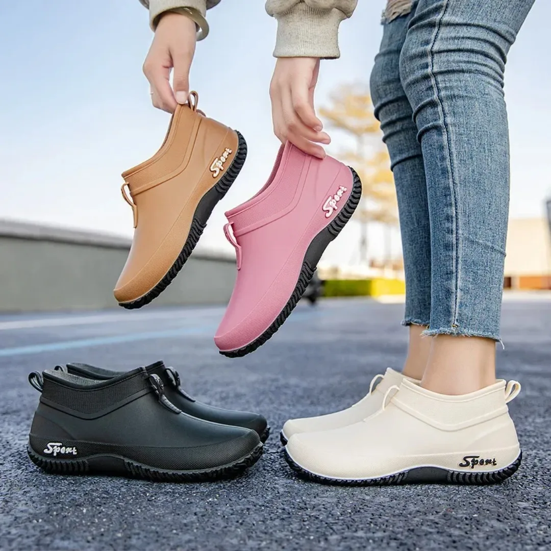 Ocio suela gruesa impermeable al aire libre resistente al desgaste zapatos de agua de tubo corto para mujer Botas de lluvia casuales diarias