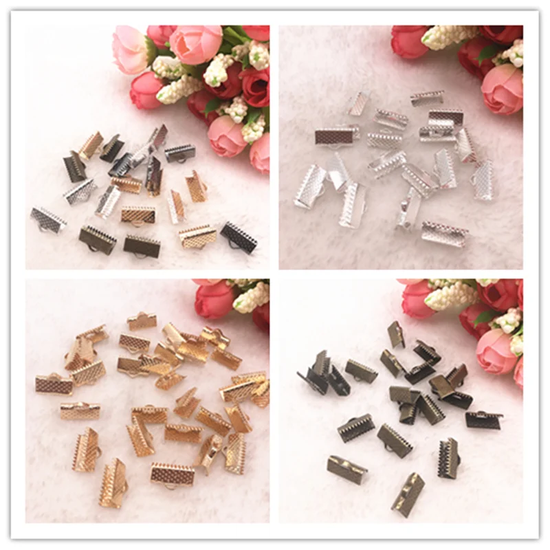 50-100pcs Crimp End beads leather cord clasps End Caps For Jewelry Making Cords Connectors DIY Jewelry Findings