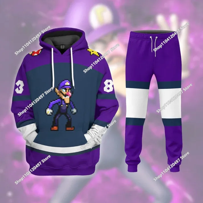Bowser Cosplay Hoodie Mario Luigi Ezel Gedrukt Sweatshirt Met Capuchon Broek Joggers Casual Broek Set Mannen Vrouwen Kostuum