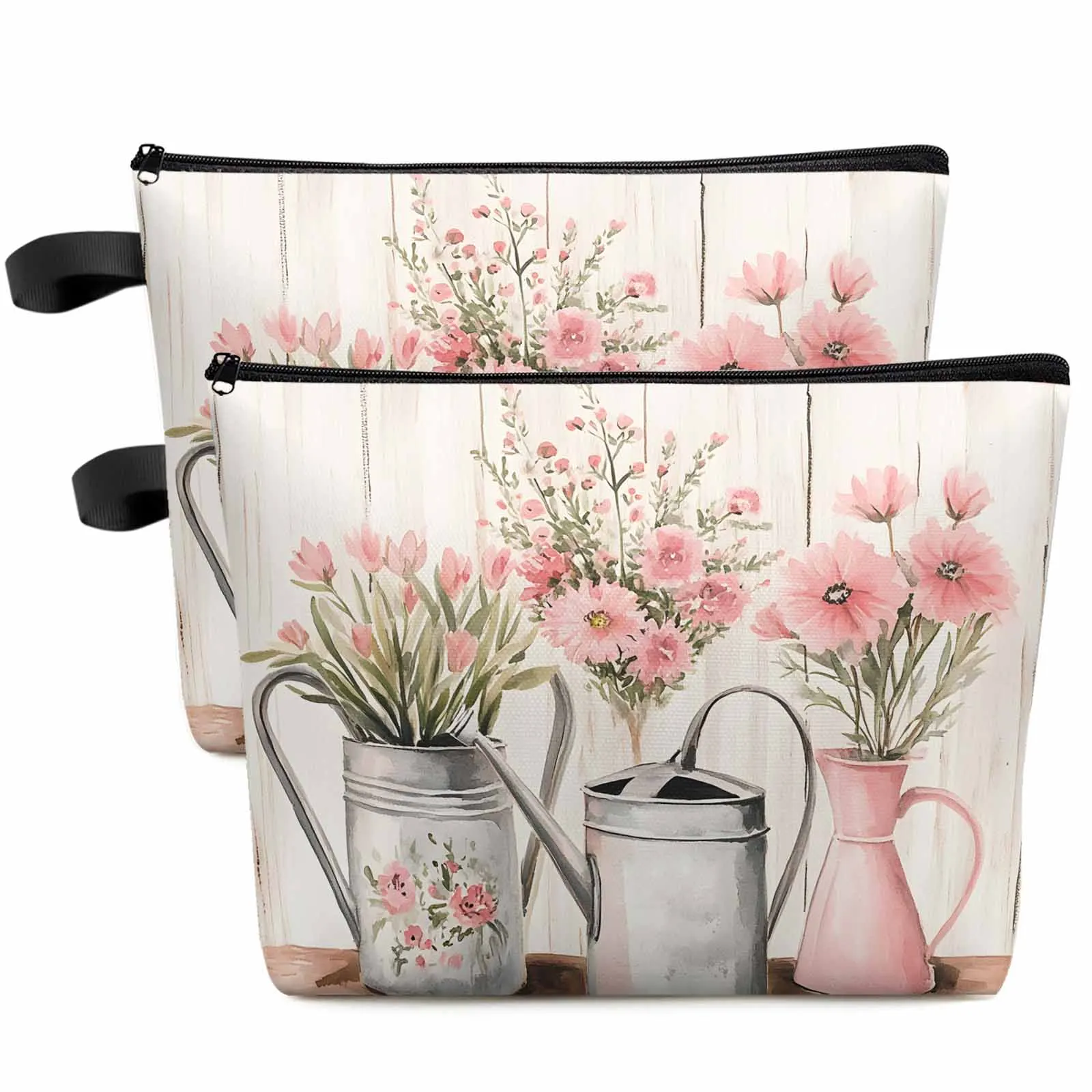 

Spring Pink Flower Large Capacity Travel Cosmetic Bag Portable Makeup Storage Pouch Women Waterproof Pencil Case