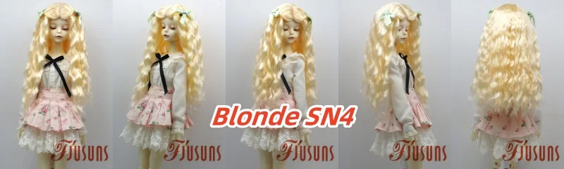 JD880 Lange Sauvage Welle Mittelscheitel Meerjungfrau Lockig mit Twin Bow Braids Puppe Perücken 1/8 1/6 1/4 1/3 Pullip Blythes BJD Haar – Detail 16