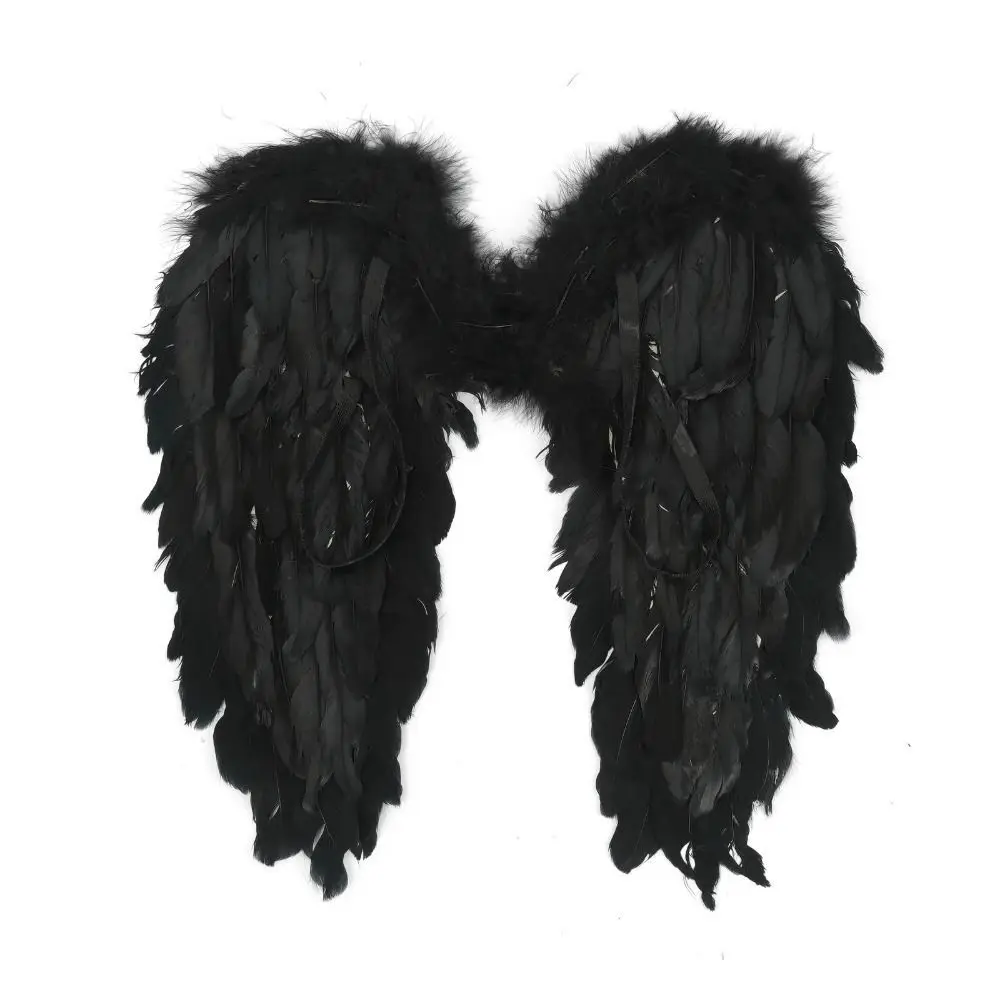 New White Feather Wings Black Party Props Cosplay Little Wings Handmade Angel Wings Adult