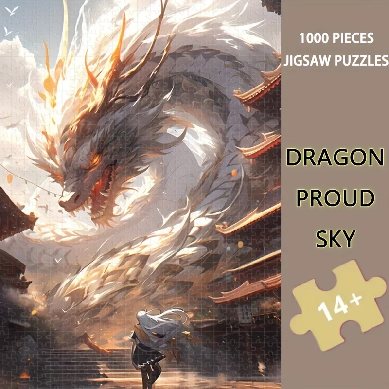 

1000-Piece Dragon Proud Sky Puzzle 75x50cm Mythic Skyscape Series Legends Art for Mythology Scholars & Fantasy Worldbuilders